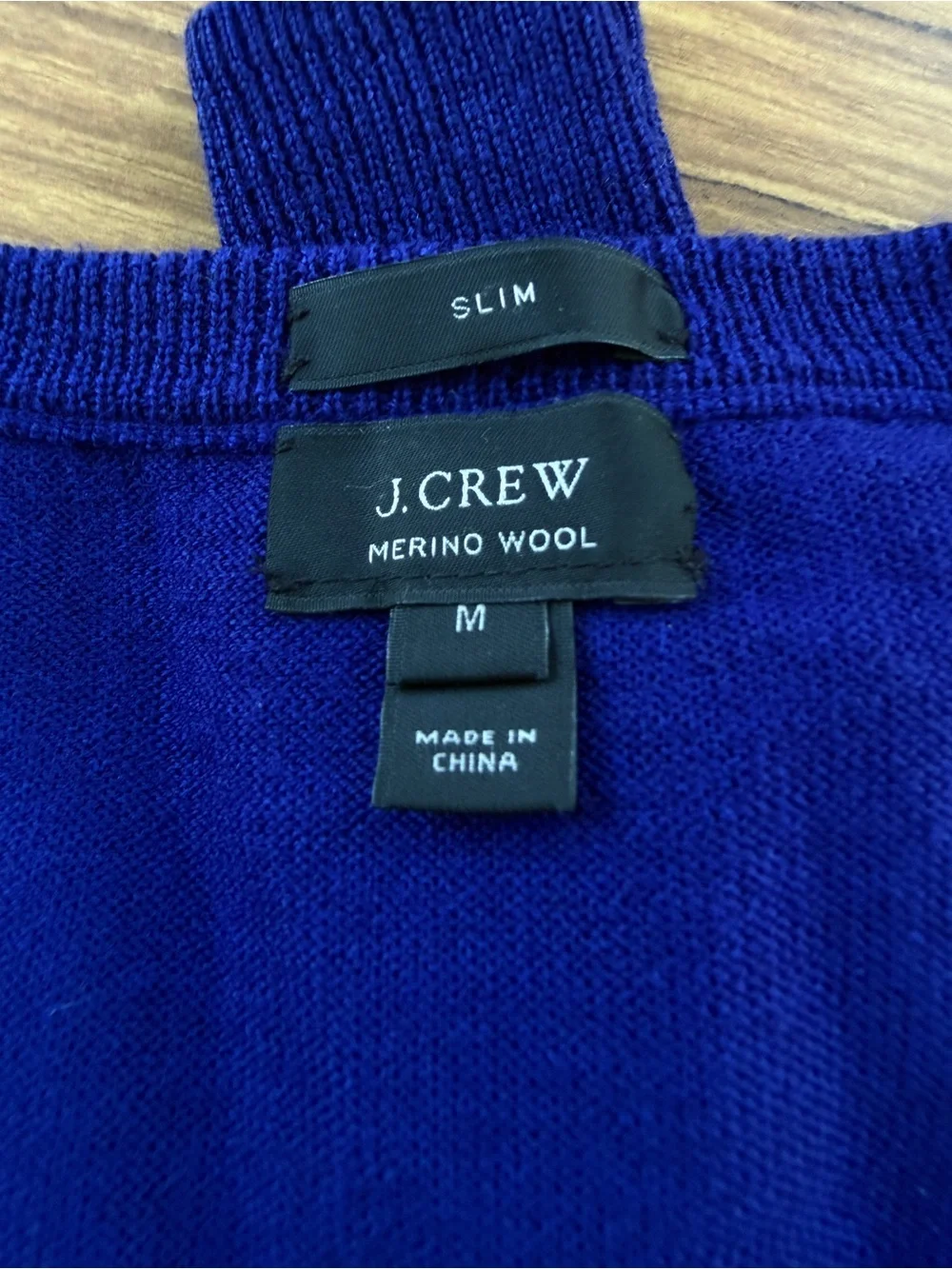J.Crew Men’s Merino Wool V-Neck Sweater Royal Blue Slim Fit